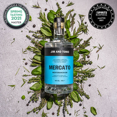 Mediterranean Gin 70cl made using fresh rosemary, thyme and basil by Jim and Tonic